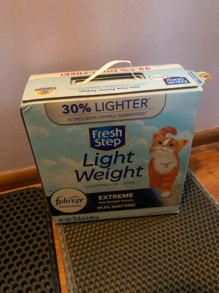 box of light weight clumping cat litter