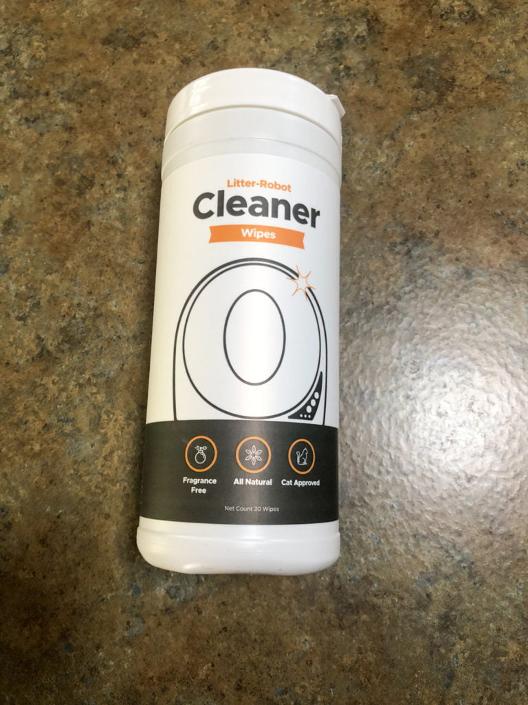 photo of litter-robot cleaner branded wipes